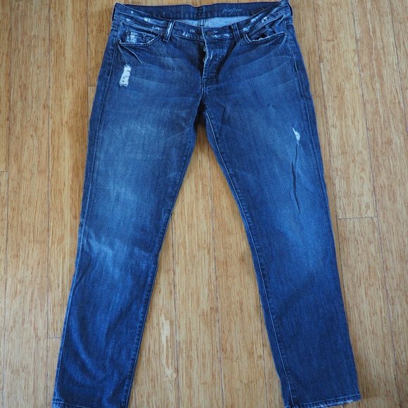 7 For All Mankind Denim - 7 For All Mankind Josephina Size 30 Distressed Medium Wash Jeans Button Fly